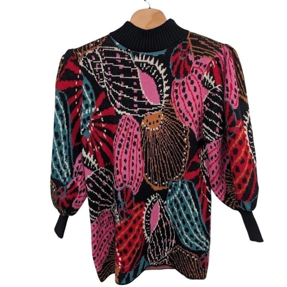 FARM Rio Seashell Print Puff Sleeve Mock Neck Sweater Dress NWT Women's sz XL